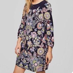 Loft Ann Taylor Women's Shift Dress Long sleeves Floral Design Multicolor SP